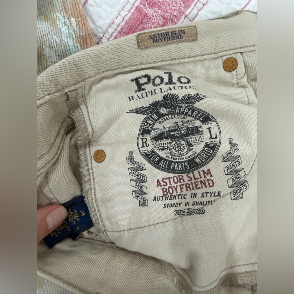 Ralph Lauren Polo Astor Slim Boyfriend Jeans in Beige - Picture 2 of 7